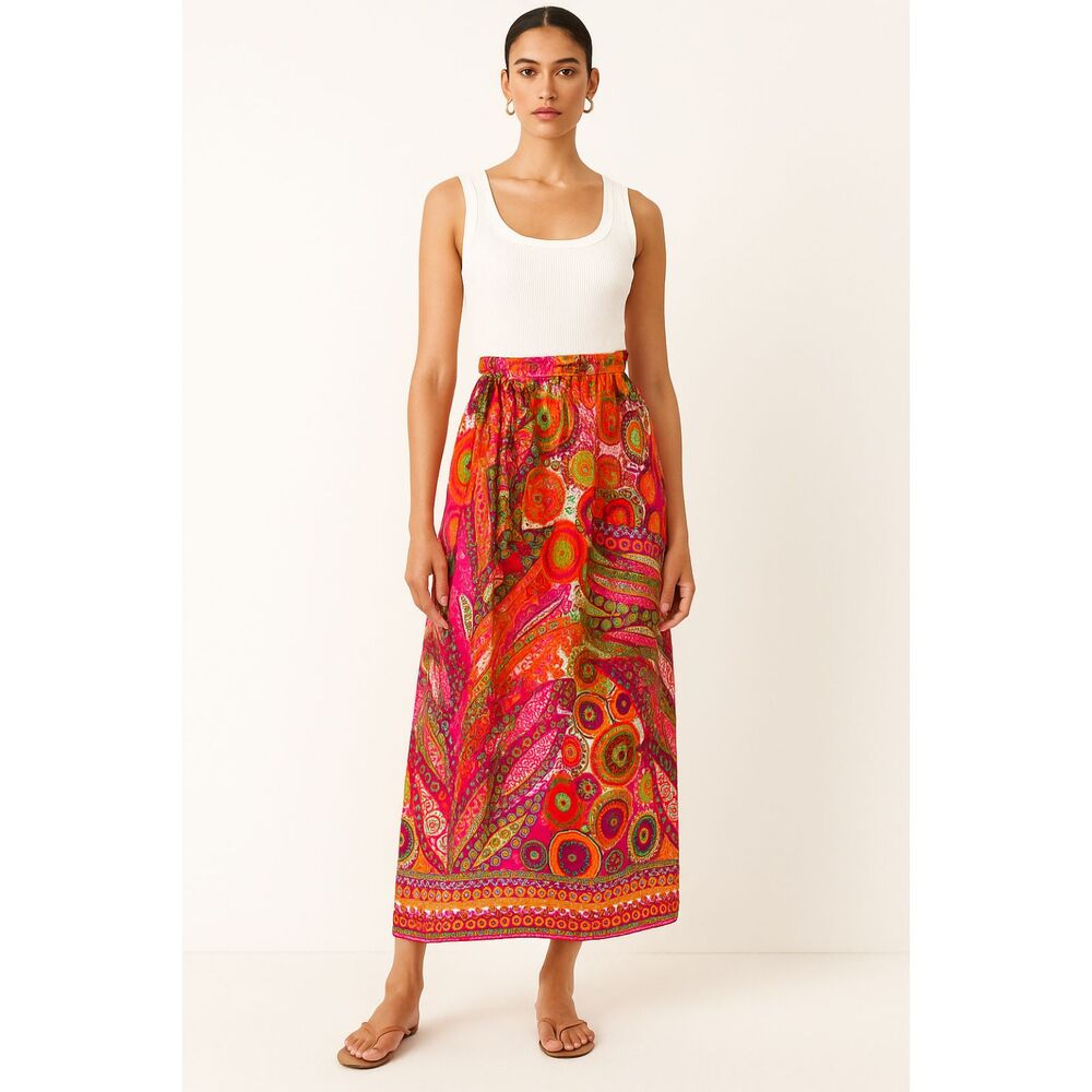 Vtg Greencastle Boho Psychedelic Maxi Skirt | S | Bold Abstract Print 70s Vibe